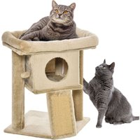 PawHut Kratzbaum mit Jute-Kratzmatte Katzenhaus Liegeplattform Spielball Kaffee