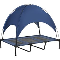 PawHut Haustierbett mit Baldachin Erhöhtes Hundebett Hundeliege outdoor Dunkelblau