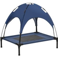 PawHut Haustierbett mit Baldachin Erhöhtes Hundebett Hundeliege outdoor Dunkelblau
