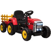 HOMCOM Elektrischer Traktor Kinder Aufsitztraktor mit MP3 Funktion, 3-6KM/H Rot