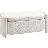 HOMCOM Sitzbank, Bettbank mit Stauraum, Polsterbank mit Deckel, Samtoptik, Creme
