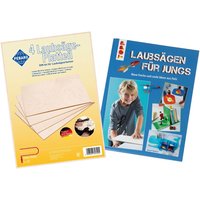 PEBARO 4 Laubsägeplatten aus Birkenholz mit Laubsägebuch