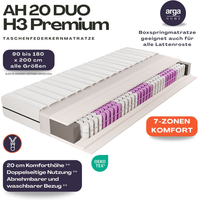 Arga Home AH20 Premium 7-Zonen Taschenfederkernmatratze 20 cm H3