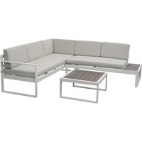 bellavista® Home & Garden Ecklounge mit Tisch und Ablagetisch "Lima" - Weiß/Grau
