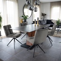 Home Deluxe Esszimmerstuhl drehbar 2er Set NODA – Samt Hellgrau