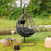 Home Deluxe Polyrattan Hängesessel CIELO - Schwarz mit Regenabdeckung