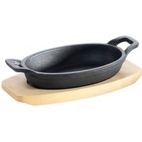 Allgrill Gusseisenpfännchen und Untersetzer 21x15,5cm oval schwarz