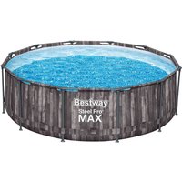 Bestway Steel Pro MAX™ Frame Pool-Set mit Filterpumpe, Holz-Optik (Mooreiche), rund Ø 366 x 100 cm