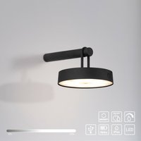 JUST LIGHT Akku Wandleuchte ARMA, 1x LED-Board/1,50Watt/2700Kelvin, IP44, Schwarz