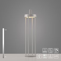 JUST LIGHT Akku Tischleuchte ANSELM, 1x LED-Board/1,50Watt/2700Kelvin, IP44, Greige