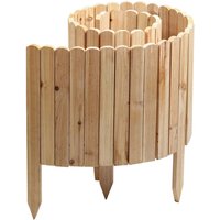 POWERTEC GARDEN Rollzaun aus Holz, ca. 203 x 40 / 60 x 1,7cm - Natur