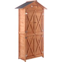 POWERTEC GARDEN Werkzeugschrank aus Holz, 2 Fächer ca. 68 x 35 x 168 cm - Braun