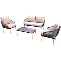 Hardin 1fachgut 11tlg Outdoor Loungemöbel-Set Rope mit Polsterauflagen