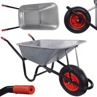 TroniTechnik Schubkarre 85 Liter bis 160 kg, Garten Bauschubkarre, Gummi-Luftreifen mit Felge - verzinkt