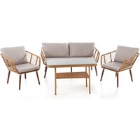 Prestige Home Living Outdoor 11tlg. Lounge-Set ASTI aus Aluminium und Rope-Geflecht inkl. Polsterauflage - Beige