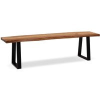 Wohnling Esszimmerbank Akazie Massivholz 140 cm Sitzbank Essbank Baumkante Klein