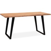Wohnling Schreibtisch 160 cm Akazie Massivholz Bürotisch Computertisch Baumkante