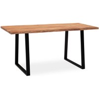 Wohnling Schreibtisch 140 cm Akazie Massivholz Bürotisch Computertisch Baumkante