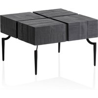 Wohnling Couchtisch Mango Massivholz 60 cm Sofatisch Cube Wohnzimmertisch