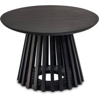 Wohnling Couchtisch Sofatisch Massivholz Schwarz 60x60x41cm Wohnzimmertisch Rund