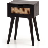 Wohnling Nachttisch Nachtkommode Boxspringbett Holz Rattan 60 cm Wiener Geflecht