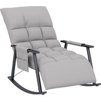HOMCOM Schaukelstuhl Sessel Relaxsessel mit Fußstütze, Seitentasche Grau