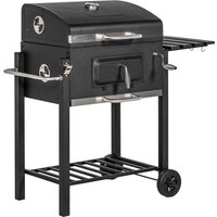 Outsunny Holzkohlegrill Grillwagen Grill BBQ Holzkohle Kohlegrill Gartengrill