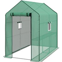 Outsunny Ersatzfolie Gewächshausfolie mit UV-Schutz, Seitenfenster, Rolltür Grün
