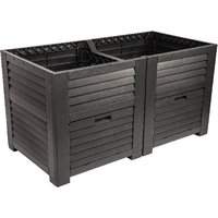 Jelenia Plast Hochbeet mit 2 Staufächern, ca. 150 x 76 x 78 cm - Anthrazit