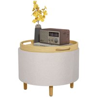 HOMCOM Sitzhocker Ottomane mit Stauraum Runder Polsterhocker mit Klappdeckel