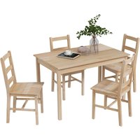 HOMCOM 5-tlg. Essgruppe, Esstisch mit 4 Stühlen, platzsparend Esszimmergruppe