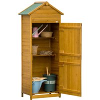 Outsunny Holz Gerätehaus Geräteschrank Gartenschrank 2 Regale wetterfest 2 Türen