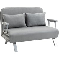 HOMCOM Schlafsofa Zweisitzer mit Bettfunktion, Einzelbett mit Kissen, Samt