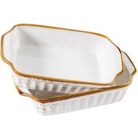 Mäser Auflaufform 23 x 14,5 cm, 2er Set, Weiß mit braunem Rand
