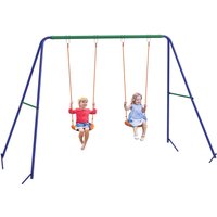 Outsunny Kinderschaukel-Set Schaukelgestell mit 2 Schaukeln, für 3-8 Jahre