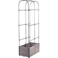 Hardin 1fachgut Pflanzkasten mit Rankhilfe Abgerundet, ca. 84 x 42 x 180 cm - Grau/Schwarz