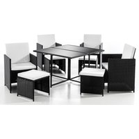 Hardin 1fachgut 21tlg. Polyrattan-Sitzgruppe CUBE 4+4 mit platzsparendem Würfelsystem - Schwarz