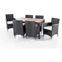 Hardin 1fachgut 13tlg. Dining-Set VERA aus Polyrattan mit Holztisch inkl. Polsterauflagen
