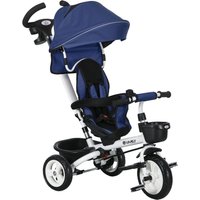 HOMCOM 6 in 1 Dreirad mit Schubstange, Kinderdreirad mit Sicherheitsgurt Blau