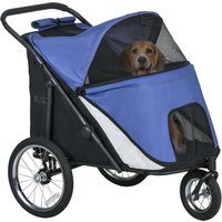 PawHut Hundewagen Hundebuggy mit Netzfenstern, Klappbar, bis 30 kg, Oxford, Blau