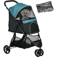 PawHut Hundebuggy Katzenwagen mit Regenschutz für kleine, Miniaturhunde Grün