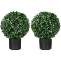HOMCOM Künstliche Pflanzen 2er-Set UV-beständige Kunstpflanze im Blumentopf Grün