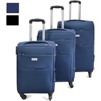 COFI 1453 3-teiliges Trolley-Set Weiche Reisekoffer für komfortables Reisen Dunkelblau
