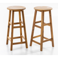 CHILLROI 2er-Set Barstuhl aus Akazienholz, ca. 34 x 34 x 76 cm - Braun