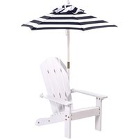GreenYard Klappbarer Adirondack-Liegestuhl mit gestreiftem Sonnenschirm, ca. 51,5 x 58,5 x 67,5 cm – Natur