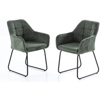 Prestige Home Living Indoor 2er-Set Esszimmerstuhl, gepolstert aus Samtbezug, ca. 61x 59,5 x 84,5 cm - Dunkelgrün
