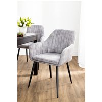 Prestige Home Living Indoor 2er-Set Esszimmerstuhl, gepolstert aus Samtbezug, ca. 61 x 58,5 x 84 cm - Anthrazit