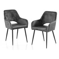 Prestige Home Living Indoor 2er-Set Esszimmerstuhl, gepolstert aus Samtbezug, ca. 62,5 x 58 x 86,5 cm - Anthrazit