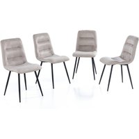 Prestige Home Living Indoor 4er-Set Esszimmerstuhl ohne Armlehnen, gepolstert aus Samtbezug, ca. 59,5 x 44 x 86,5 cm - Beige