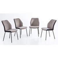 Prestige Home Living Indoor 4er-Set Esszimmerstuhl ohne Armlehnen, gepolstert aus Samtbezug, ca. 62,5 x 49 x 89 cm - Beige